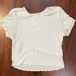 White ribbed short sleeve top